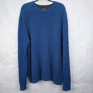 Black Brown 1826 Sweater Men’s 2XL Federal Blue V-Neck Cotton Cable-Knit Cotton